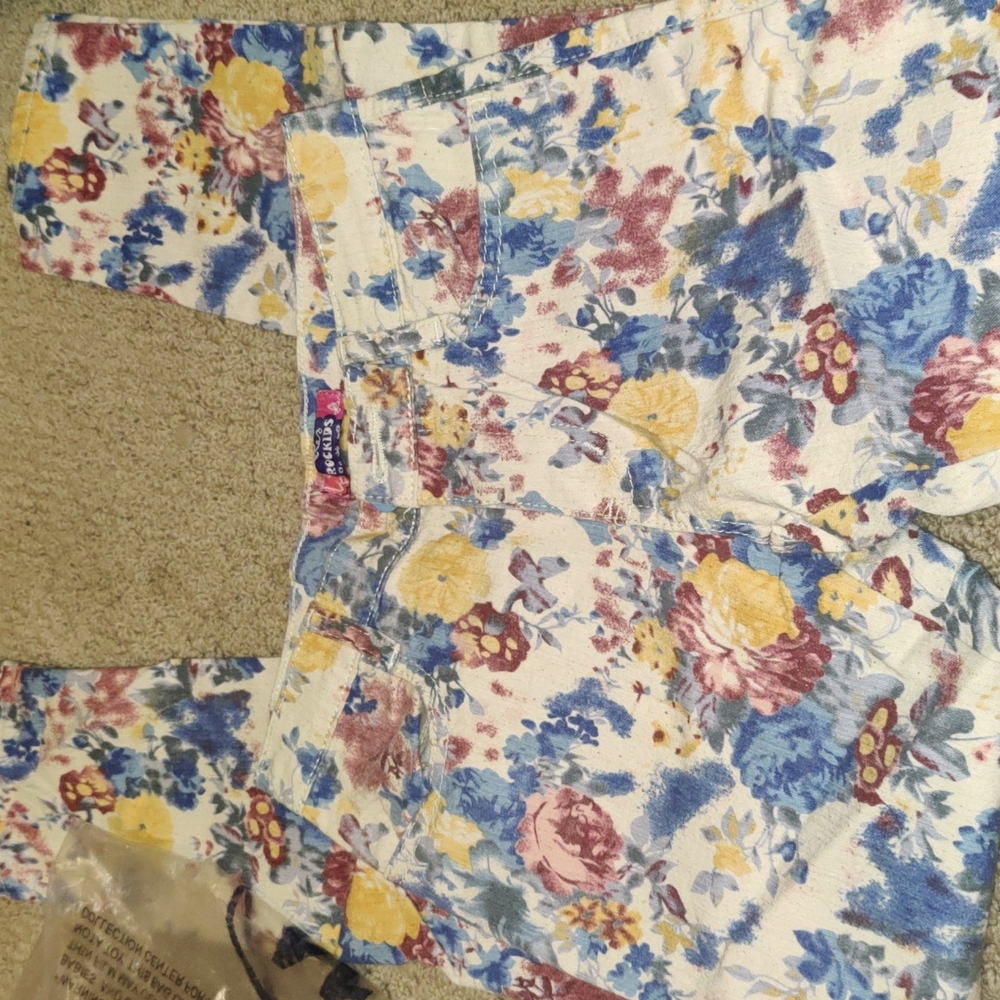 New Girls Yellow Floral Skinny Jeans